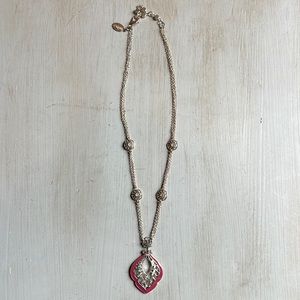 White House, Black market gold and burgundy pendant necklace